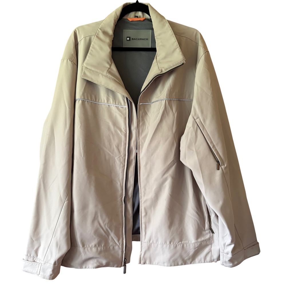 Bachrach‎ Men's Jacket Windbreaker XXL Beige Lightweight Full Zip Outdoor Casual